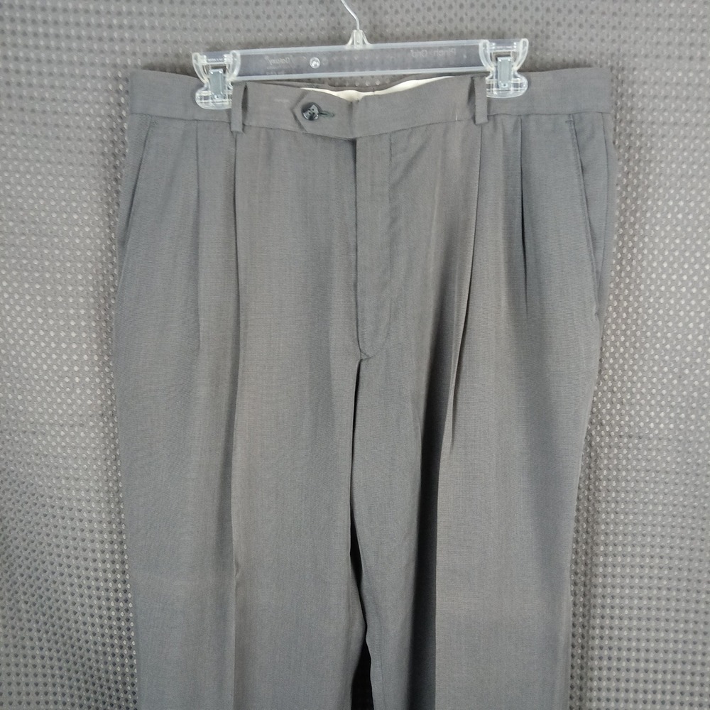 Alan Flusser Mens Dress Pants Gray Pleated Front W36 L34 Cuffed Slacks